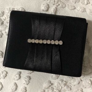 Bijoux Terner Black Satin Evening Bag w/Removable Strap